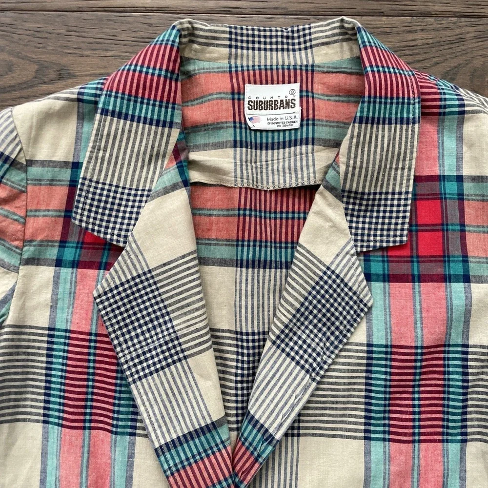 Vtg 80s Country Suburbans Women's Lightweight Blazer Jacket Plaid Sz 8 USA Made - Picture 2 of 8